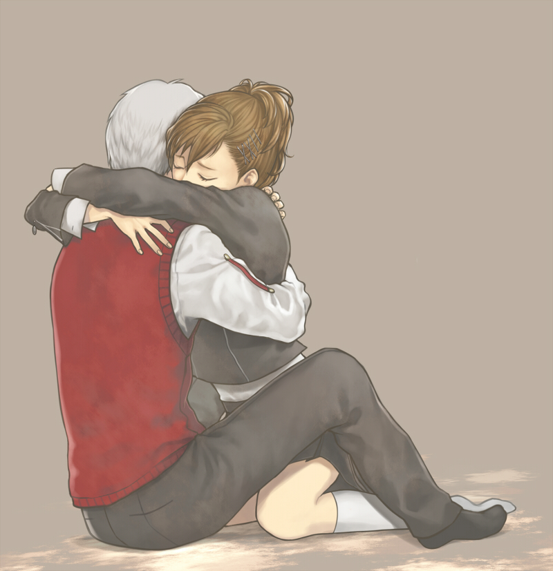 shiomi kotone and sanada akihiko (persona and 2 more) drawn by minato_(robin)
