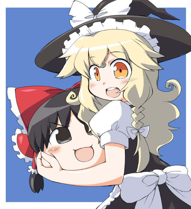 hakurei reimu and kirisame marisa (touhou) drawn by naitou_kouse
