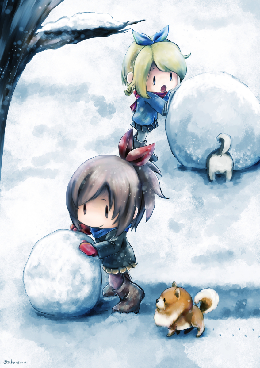 haru and yui (yomawari and 1 more) drawn by kumizuri-faf