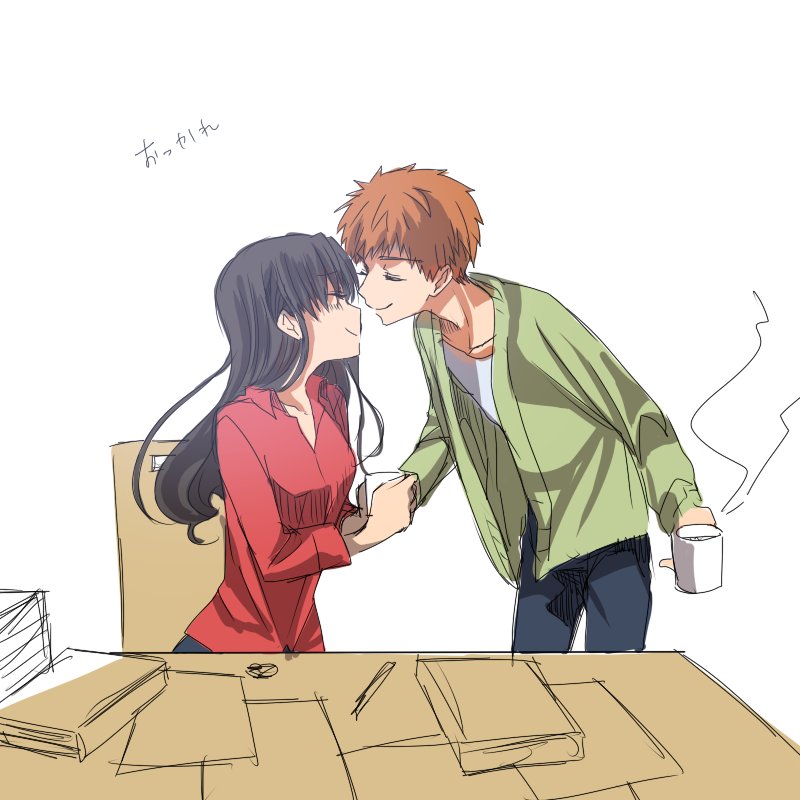 tohsaka rin and emiya shirou (fate and 1 more) drawn by kino_hazuki