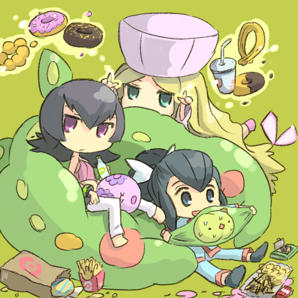 sabrina, caitlin, reuniclus, munna, solosis, and 1 more (pokemon and 3 more) drawn by ueshita