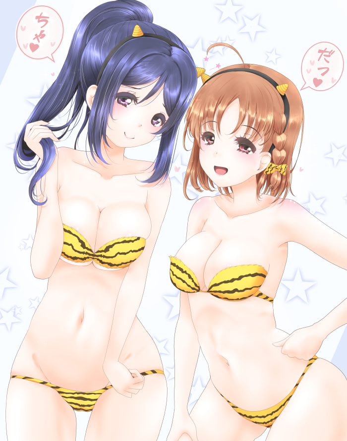 takami chika and matsuura kanan (love live! and 1 more) drawn by frapowa