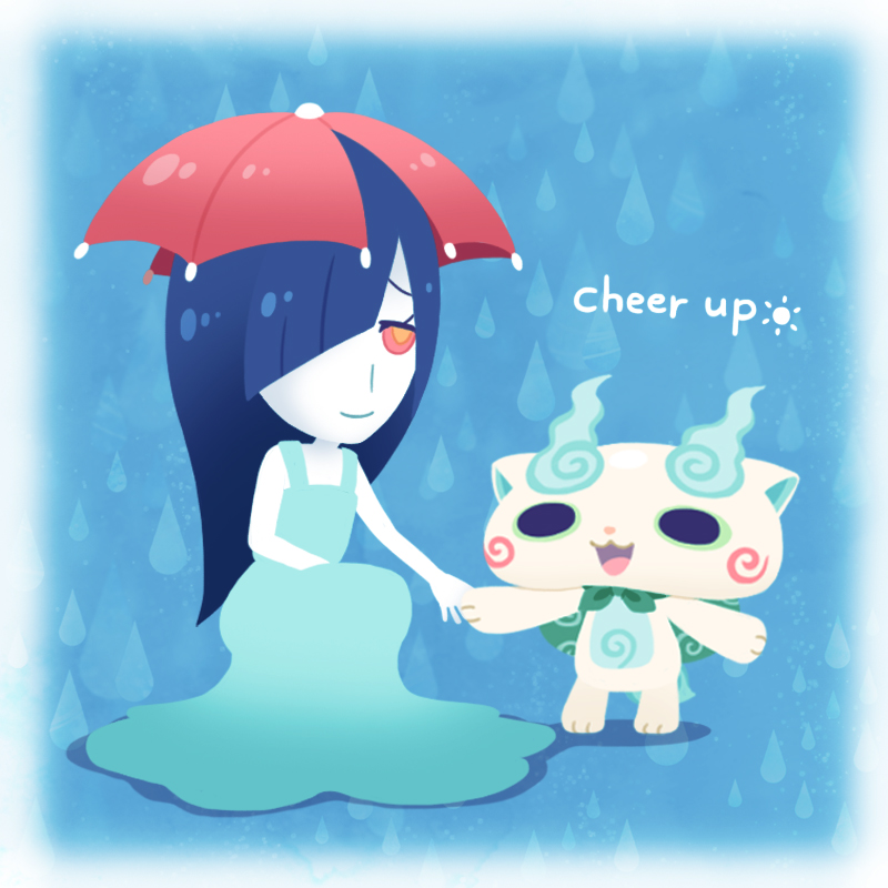 komasan and ameonna (youkai watch and 1 more) drawn by chuno