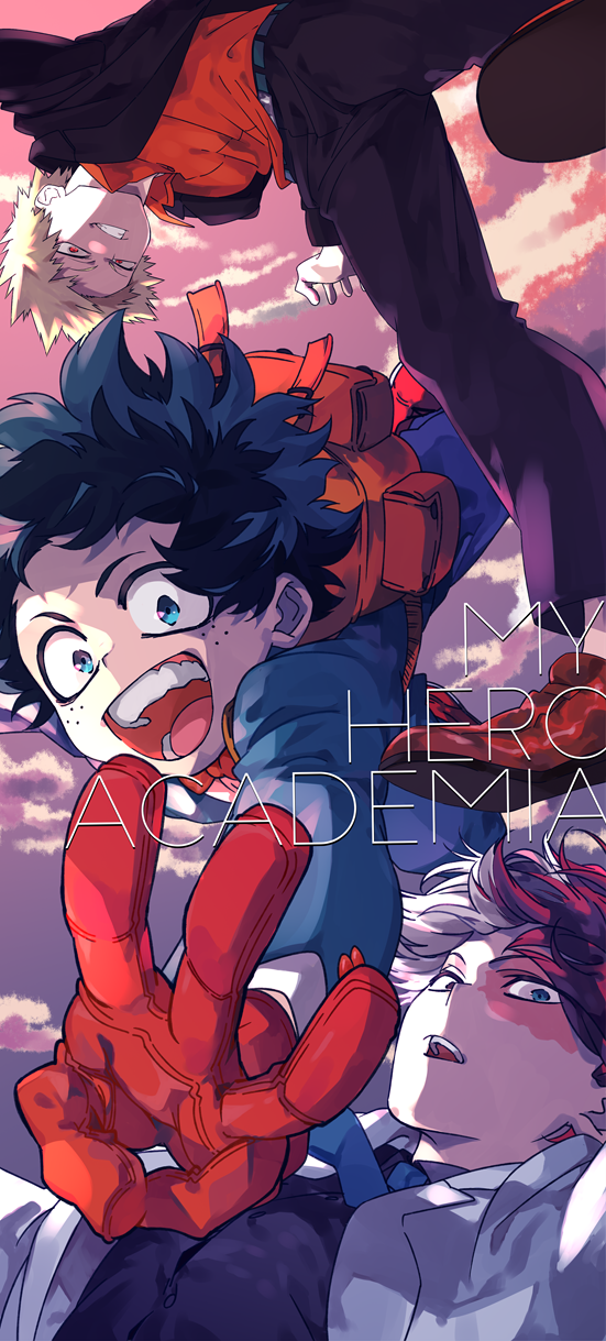 midoriya izuku, bakugou katsuki, and todoroki shoto (boku no hero academia) drawn by shirikon