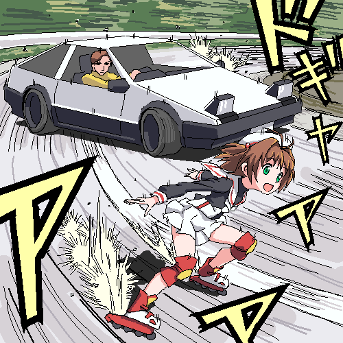 kinomoto sakura and fujiwara takumi (cardcaptor sakura and 3 more) drawn by anonymous_(japanese)