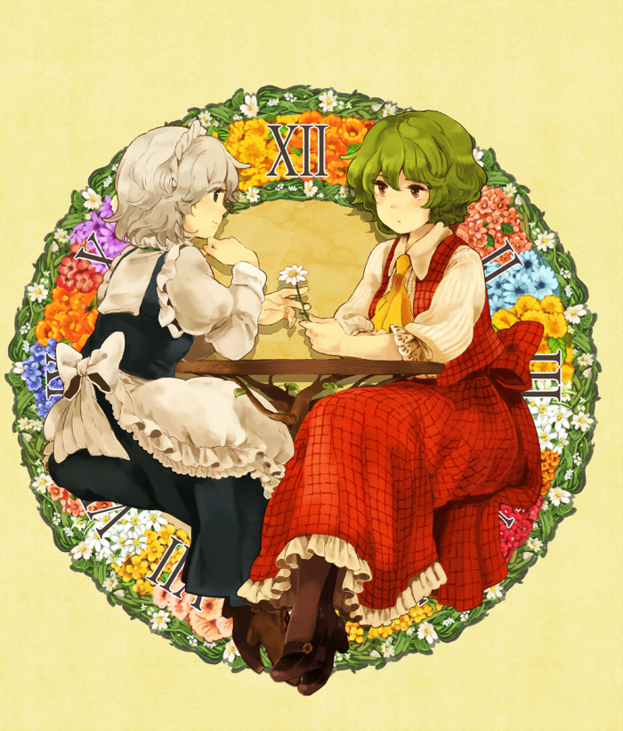 izayoi sakuya and kazami yuuka (touhou) drawn by meeko