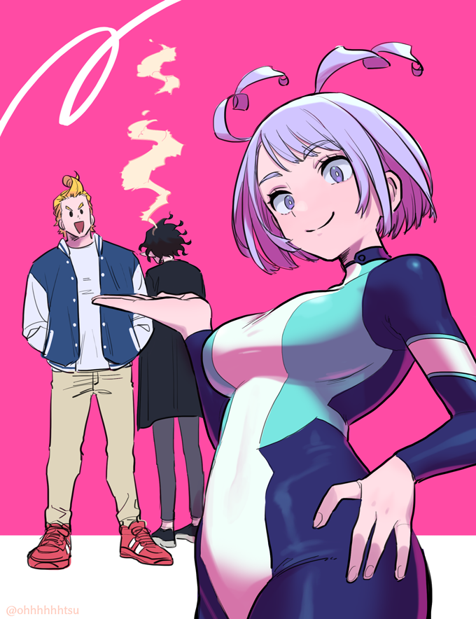 hado nejire, togata mirio, and amajiki tamaki (boku no hero academia) drawn by ohhhhhhtsu