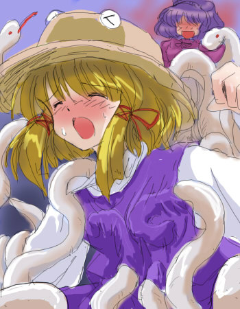 moriya suwako, yasaka kanako, and mishaguji (touhou) drawn by flx