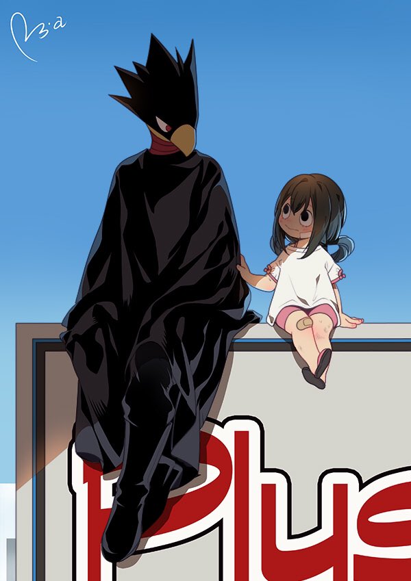 asui tsuyu and tokoyami fumikage (boku no hero academia) drawn by mia0309