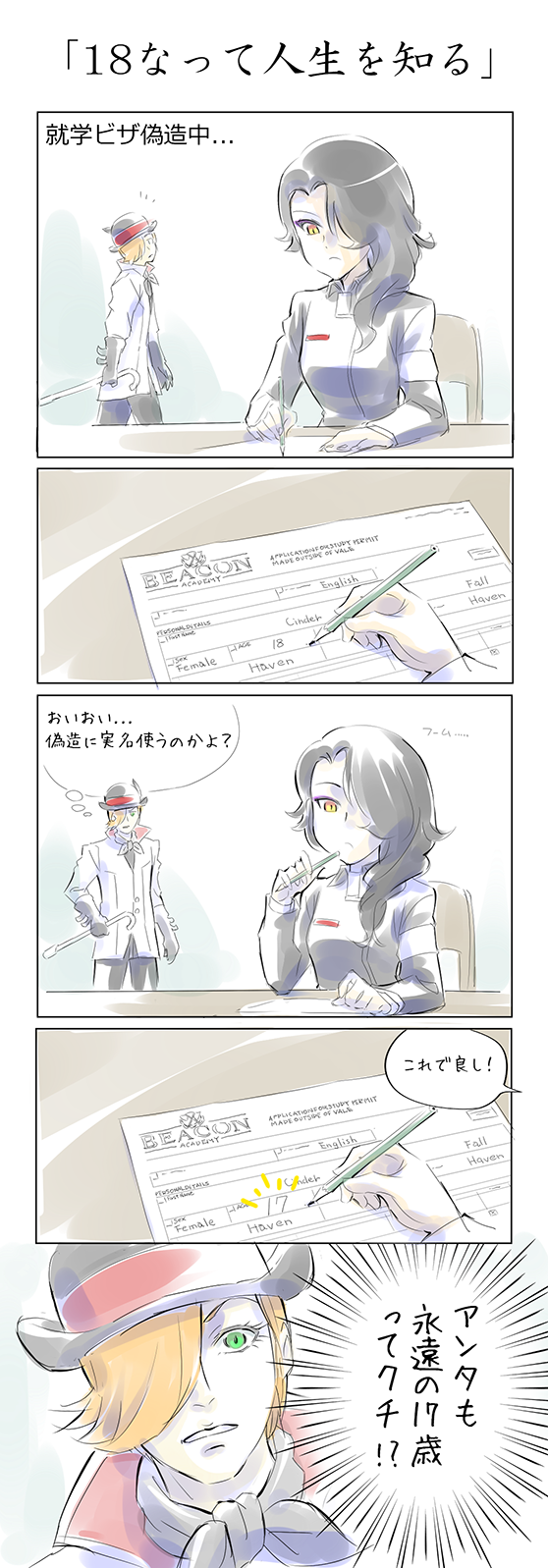 cinder fall and roman torchwick (rwby) drawn by iesupa
