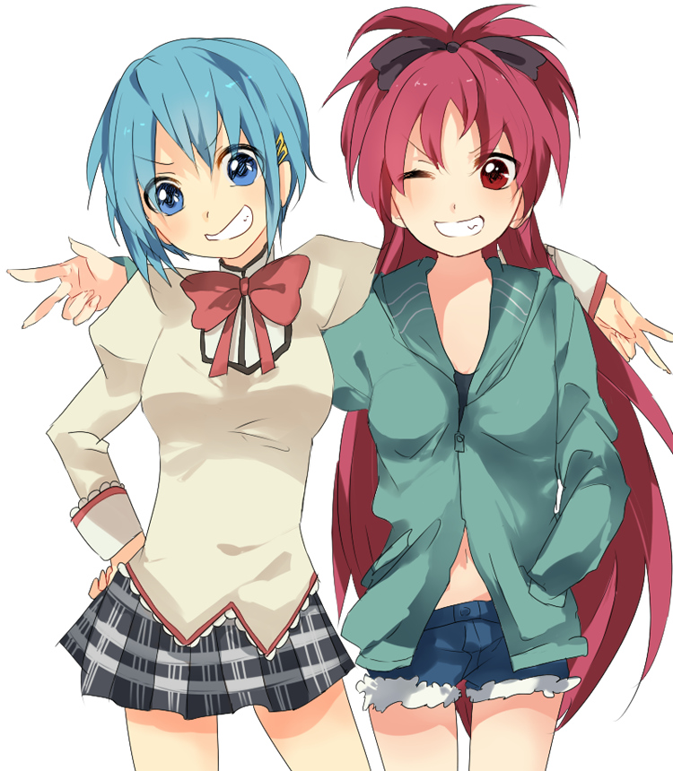 miki sayaka and sakura kyoko (mahou shoujo madoka magica) drawn by yoyoyotto
