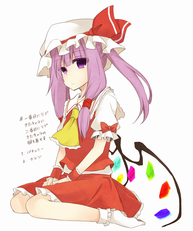 flandre scarlet and patchouli knowledge (touhou) drawn by yuuta_(monochrome)