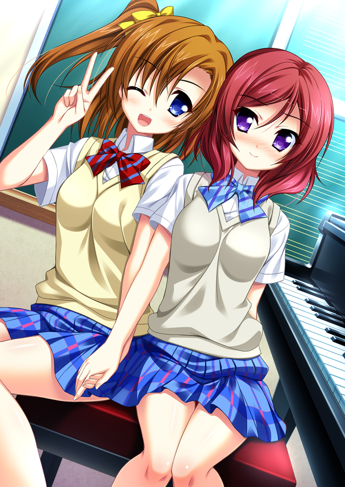 nishikino maki and kosaka honoka (love live! and 1 more) drawn by endori