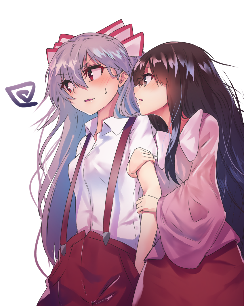 fujiwara no mokou and houraisan kaguya (touhou) drawn by asuzemu