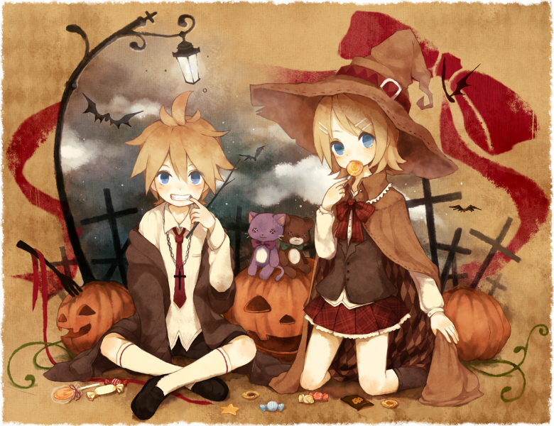 kagamine rin and kagamine len (vocaloid) drawn by mikanniro