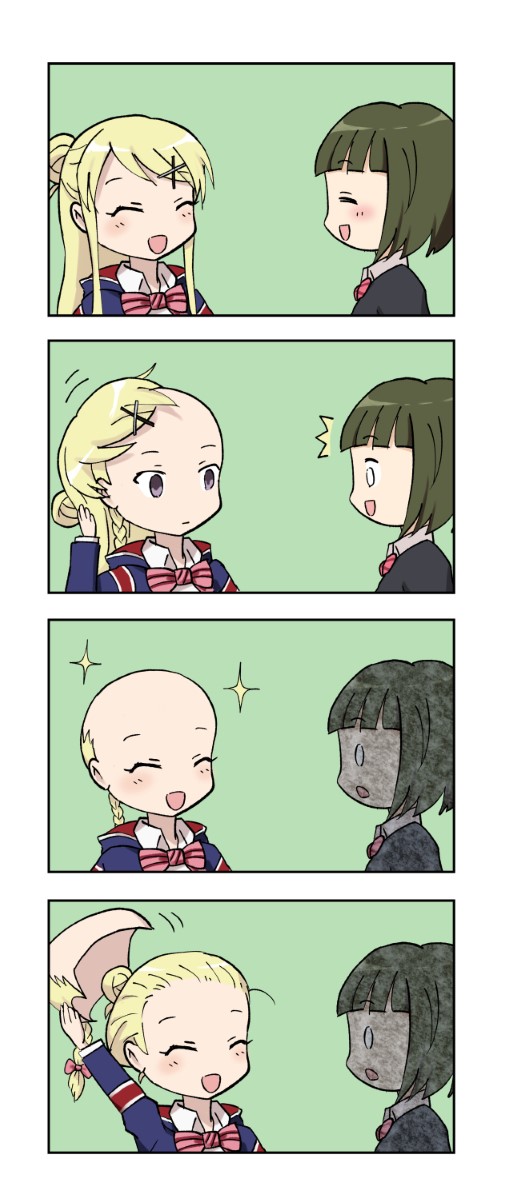 kujou karen and oomiya shinobu (kin-iro mosaic) drawn by borusen