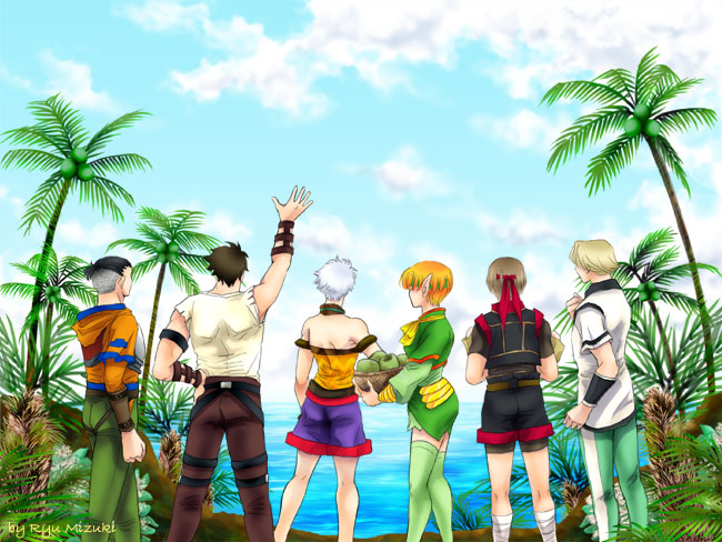 lazlo, paula, jewel, keneth, snowe vingerhut, and 1 more (gensou suikoden and 1 more) drawn by ryu_mizuki