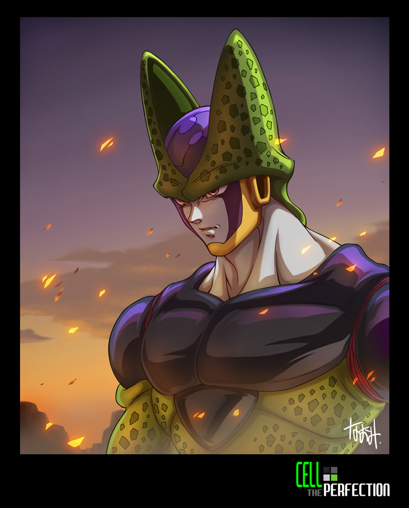 cell and perfect cell (dragon ball and 1 more) drawn by naomi_(nplusn)