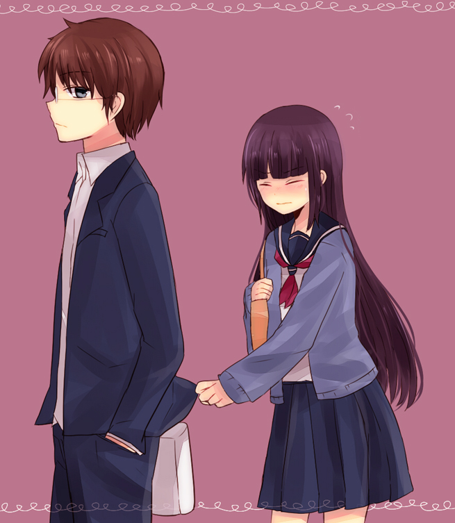 tabata hidenori and bungaku shoujo (danshi koukousei no nichijou) drawn by momonkii