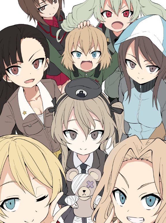 darjeeling, nishizumi maho, anchovy, kay, shimada arisu, and 4 more (girls und panzer) drawn by miyao_ryuu