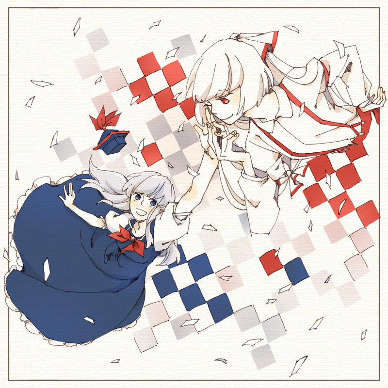 fujiwara no mokou and kamishirasawa keine (touhou) drawn by asahi_(uwa)