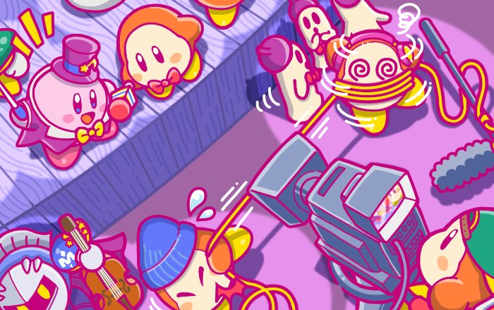kirby, meta knight, waddle dee, reporter waddle dee, assistant waddle dee, and 4 more (kirby and 1 more)