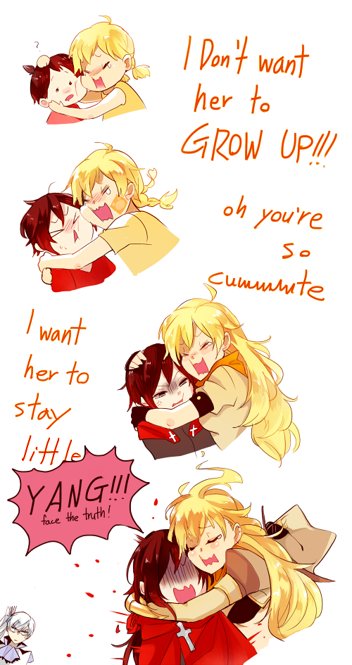 ruby rose, weiss schnee, and yang xiao long (rwby) drawn by kuma_(bloodycolor)
