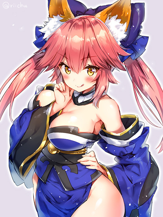 tamamo and tamamo no mae (fate and 1 more) drawn by riichu