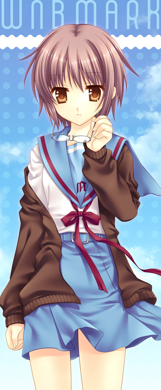 nagato yuki (suzumiya haruhi no yuuutsu) drawn by tatekawa_mako and wnb_mark
