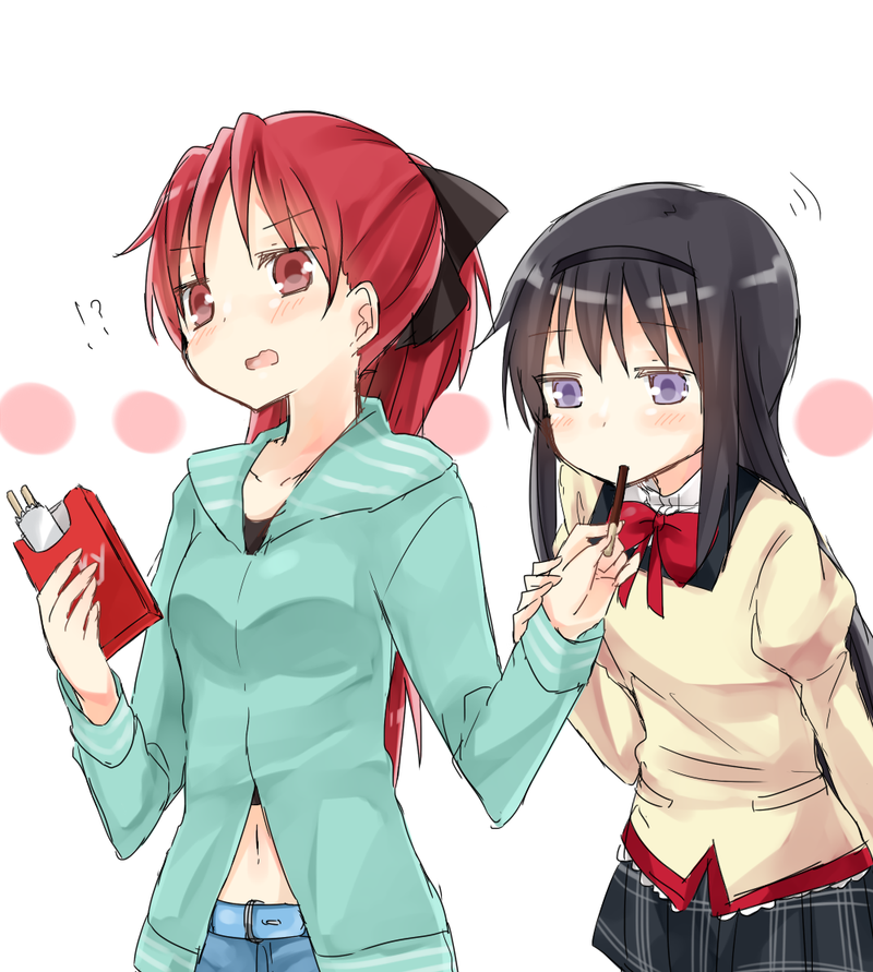 akemi homura and sakura kyoko (mahou shoujo madoka magica) drawn by tatsuyoshi_(zawahomura)