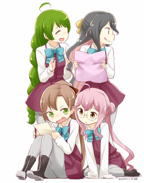 naganami, akigumo, makigumo, and yuugumo (kantai collection) drawn by nagian