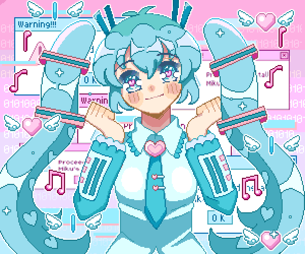hatsune miku (vocaloid and 1 more) drawn by ru_(toyhamu)