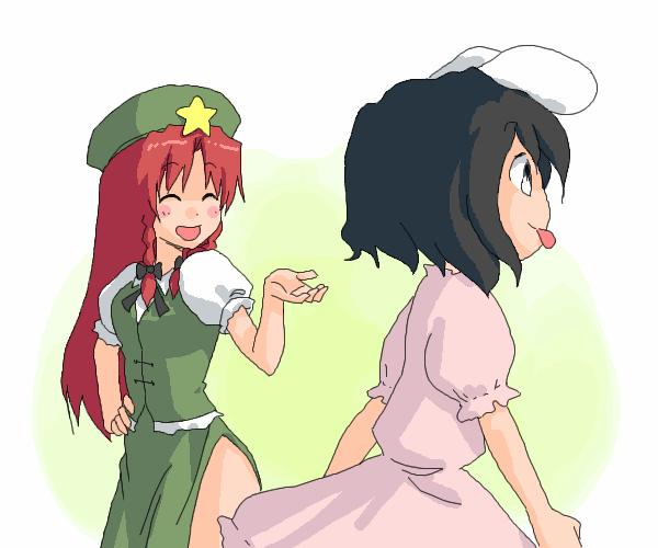 hong meiling and inaba tewi (touhou) drawn by abekawa