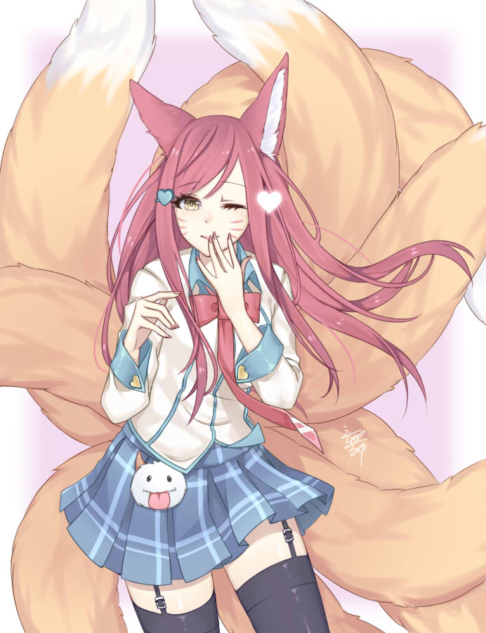 ahri and academy ahri (league of legends) drawn by zhiwu