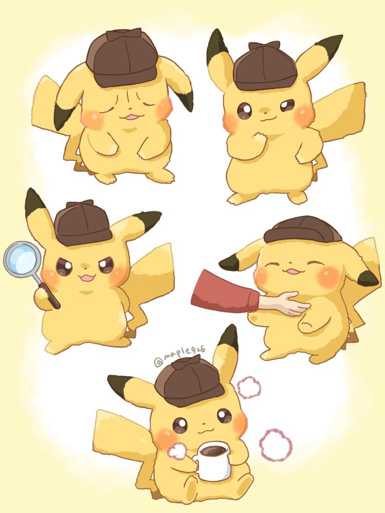 pikachu and detective pikachu (pokemon and 1 more) drawn by kana_(maple926)