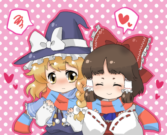 hakurei reimu and kirisame marisa (touhou) drawn by houki