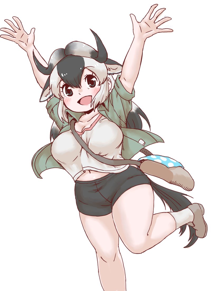 nana and blue wildebeest (kemono friends) drawn by maki_(02uh14l1b740ao2)