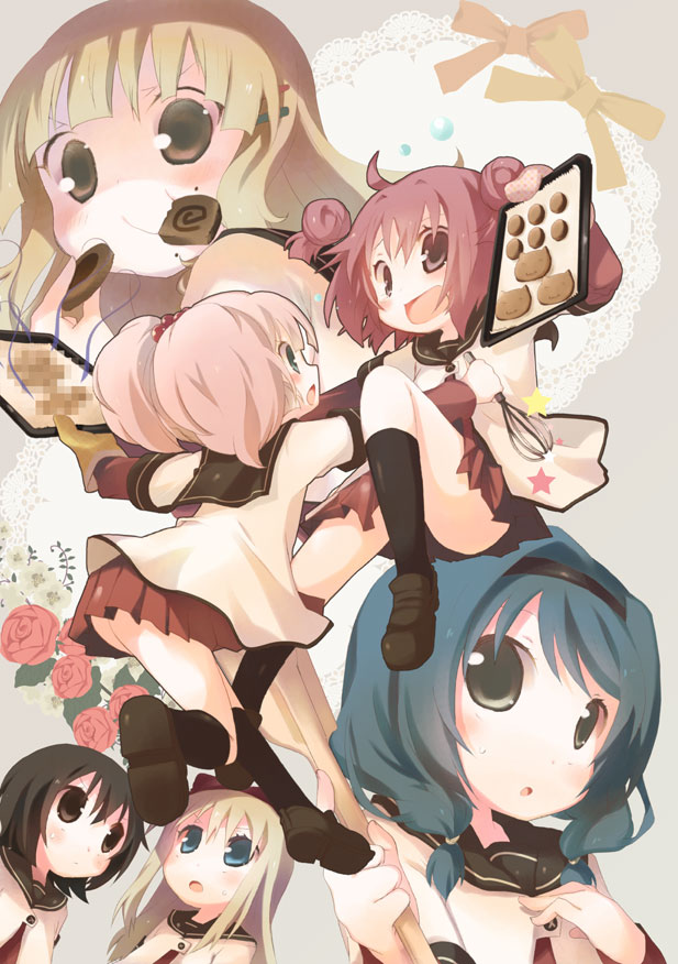 toshinou kyouko, akaza akari, funami yui, oomuro sakurako, yoshikawa chinatsu, and 1 more (yuruyuri) drawn by kosori_(dennoukitan)