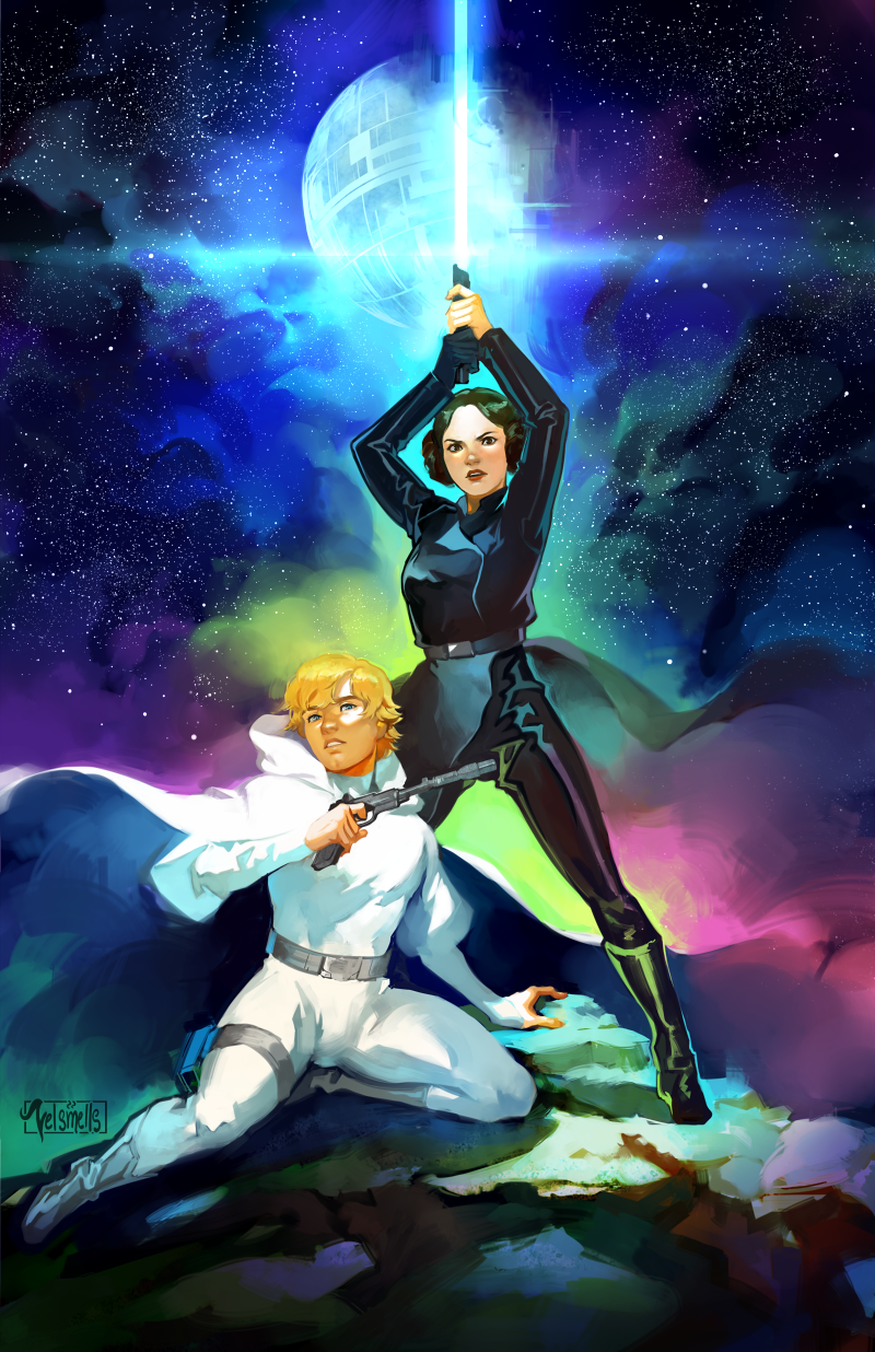 princess leia and luke skywalker (star wars) drawn by velinxi