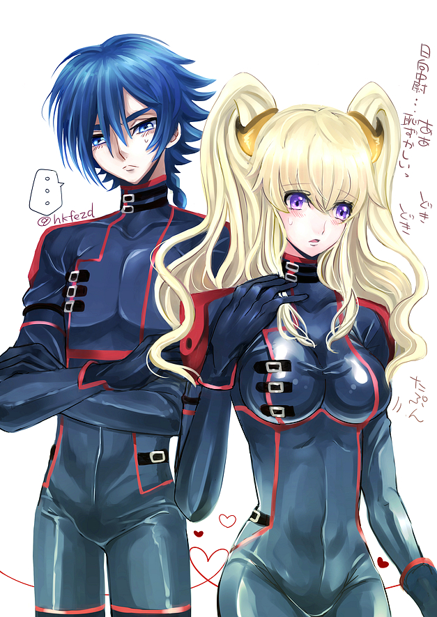 leila malcal and hyuuga akito (code geass and 1 more) drawn by hkfezd