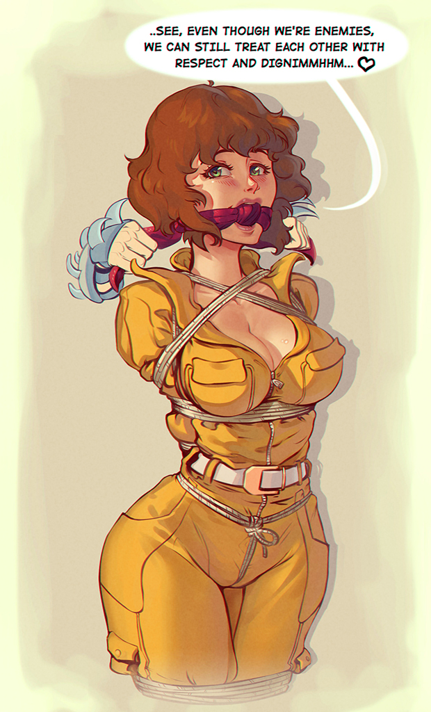april o'neil and shredder (teenage mutant ninja turtles) drawn by sane-person