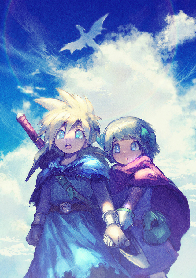 hero's daughter and hero's son (dragon quest and 1 more) drawn by yuza