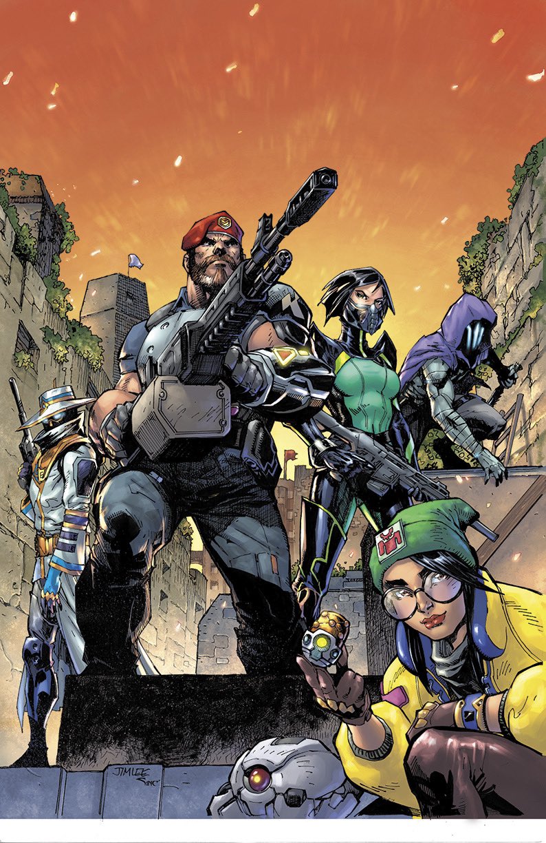 viper, killjoy, brimstone, omen, and cypher (valorant) drawn by alex_sinclair and jim_lee