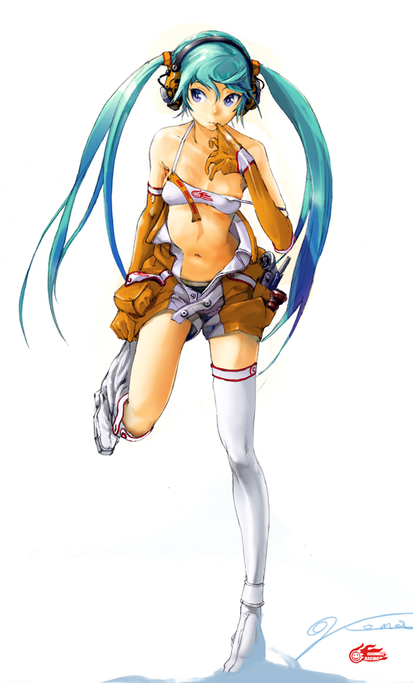 hatsune miku and racing miku (vocaloid and 2 more) drawn by koma_(bolmor)