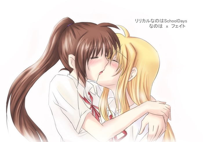 fate testarossa and takamachi nanoha (lyrical nanoha and 1 more) drawn by misuzu_(iridescence)