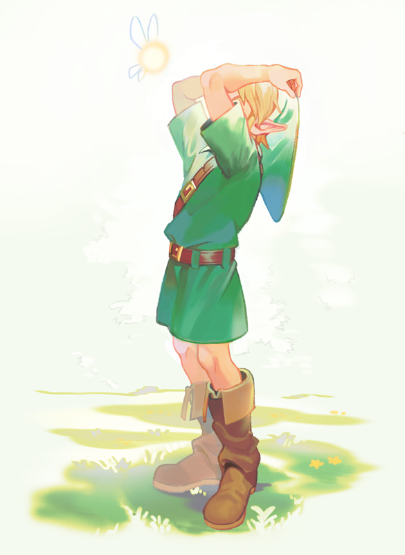 link, young link, and navi (the legend of zelda and 1 more) drawn by uzucake
