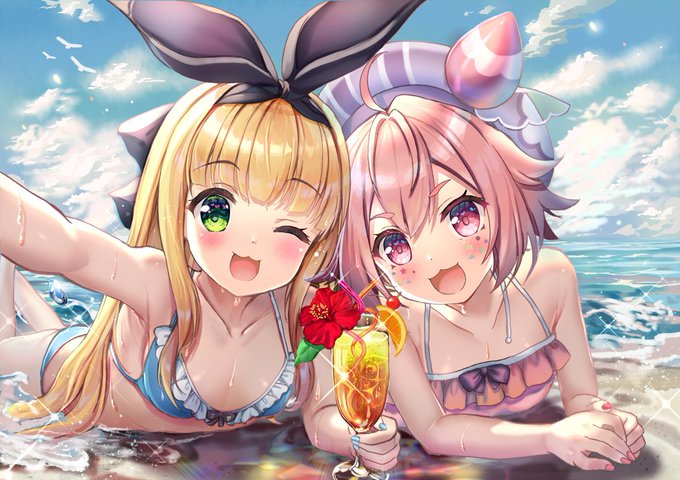 mononobe alice and ushimi ichigo (nijisanji) drawn by akabane_(zebrasmise)