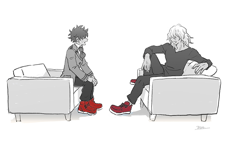 midoriya izuku and shigaraki tomura (boku no hero academia) drawn by pero_(pero56870578)