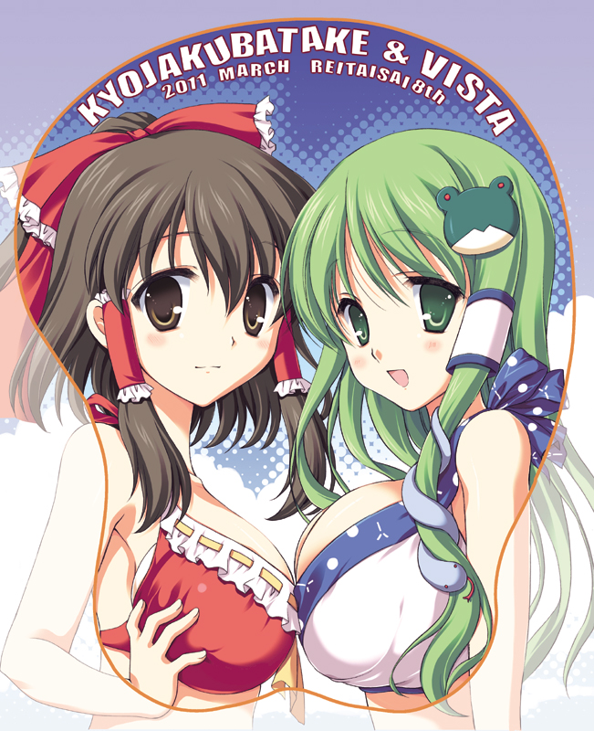 hakurei reimu and kochiya sanae (touhou) drawn by takano_ui