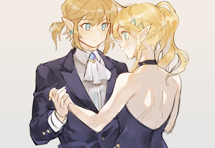 link and princess zelda (the legend of zelda and 1 more) drawn by ivy60530